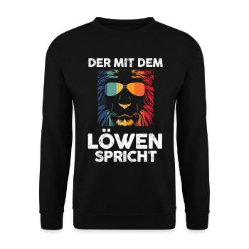 Löwe Löwen - Unisex Pullover - Schwarz - Vorne - Alina (178cm) & Michal (187cm)