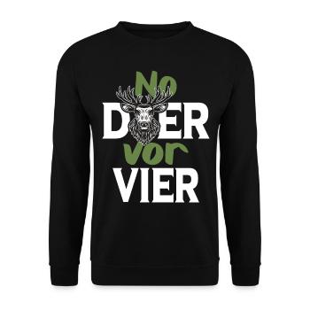 No deer vor vier kein Hiersch vor Vier - Unisex Pullover - Schwarz - Vorne - Alina (178cm) & Michal (187cm)