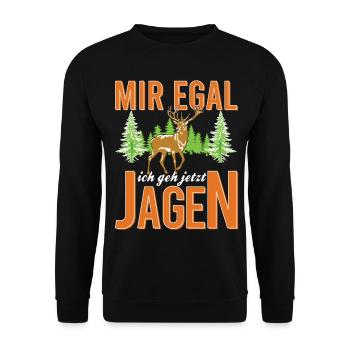Mir egal ich geh Jagen Jäger T-shirt - Unisex Pullover - Schwarz - Vorne - Alina (178cm) & Michal (187cm)