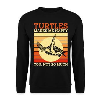Tortue de mer Tortue Rétro Vintage - Sweat-shirt Unisexe - noir - Devant - Alina (178cm) & Michal (187cm)