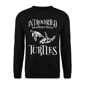 Sea Turtle Tortoise Introverted - Unisex Pullover - Schwarz - Vorne - Alina (178cm) & Michal (187cm)