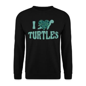Sea Turtle Tortoise Heart I Love - Unisex Sweatshirt - black - Front - Alina (178cm) & Michal (187cm)