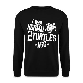 Sea Turtle Tortoise I Was Normal 2 - Unisex Pullover - Schwarz - Vorne - Alina (178cm) & Michal (187cm)