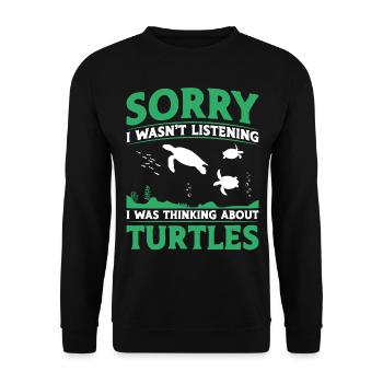 Tortue de mer Désolé de ne pas l’être - Sweat-shirt Unisexe - noir - Devant - Alina (178cm) & Michal (187cm)