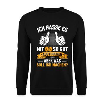 93 Geburtstag 93 Jahre 93 Lebensjahr 93 Lebenalter - Unisex Pullover - Schwarz - Vorne - Alina (178cm) & Michal (187cm)