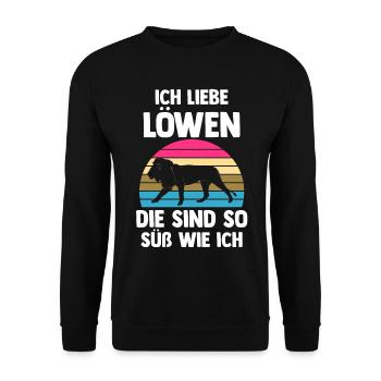 Löwe Löwen - Unisex Pullover - Schwarz - Vorne - Alina (178cm) & Michal (187cm)