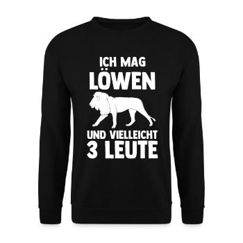 Löwe Löwen - Unisex Pullover - Schwarz - Vorne - Alina (178cm) & Michal (187cm)