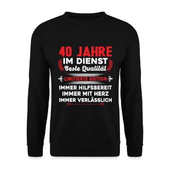 40 Jahre im Dienst 40 Jähriges Dienstjubiläum - Unisex Pullover - Schwarz - Vorne - Alina (178cm) & Michal (187cm)