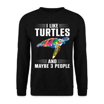 Sea Turtle Tortoise I Like Turtles - Unisex Sweatshirt - black - Front - Alina (178cm) & Michal (187cm)