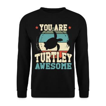 Tortue de mer Tortue Jeu de mots Rétro - Sweat-shirt Unisexe - noir - Devant - Alina (178cm) & Michal (187cm)