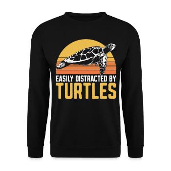 Sea Turtle Tortoise Retro Vintage - Sweat-shirt Unisexe - noir - Devant - Alina (178cm) & Michal (187cm)