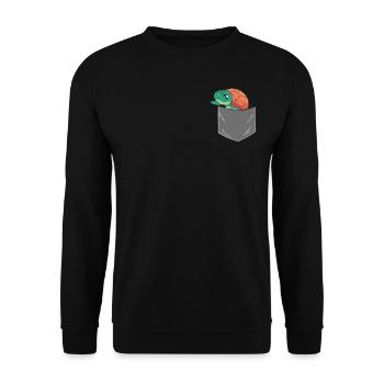 Sea Turtle Tortoise Pocket - Unisex Pullover - Schwarz - Vorne - Alina (178cm) & Michal (187cm)