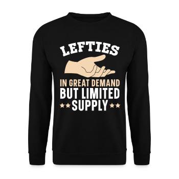Left-handers are in high demand, but the offer is - Unisex Sweatshirt - black - Front - Alina (178cm) & Michal (187cm)
