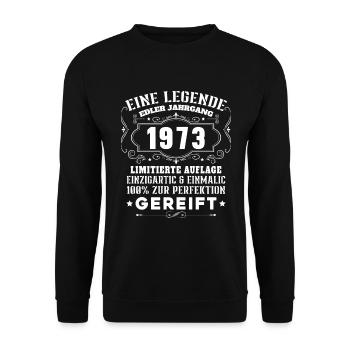 Vinatge 1973 Geburtstagsgeschenk - Unisex Pullover - Schwarz - Vorne - Alina (178cm) & Michal (187cm)