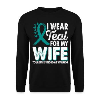 Portez du sarcelle pour le syndrome de Gilles de la Tourette - Sweat-shirt Unisexe - noir - Devant - Alina (178cm) & Michal (187cm)