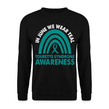 Im Juni Tragen Wir Den Teal Tourette Syndrome - Unisex Pullover - Schwarz - Vorne - Alina (178cm) & Michal (187cm)