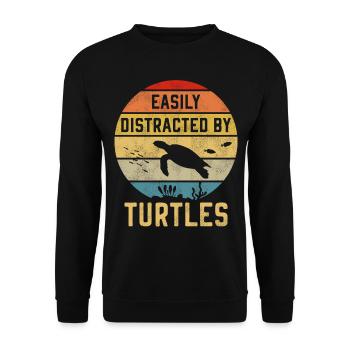 Sea Turtle Tortoise Retro Vintage - Sweat-shirt Unisexe - noir - Devant - Alina (178cm) & Michal (187cm)