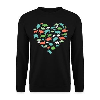Sea Turtle Tortoise Heart - Unisex Pullover - Schwarz - Vorne - Alina (178cm) & Michal (187cm)