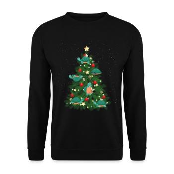 Sea Turtle Tortoise Christmas Tree - Unisex Sweatshirt - black - Front - Alina (178cm) & Michal (187cm)