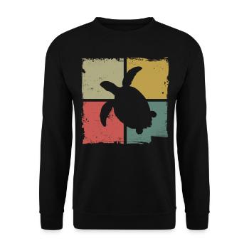 Sea Turtle Tortoise Retro Vintage - Sweat-shirt Unisexe - noir - Devant - Alina (178cm) & Michal (187cm)