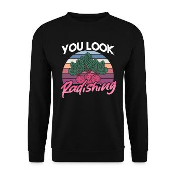 Farmer Farmer Farmer Farm Country Egg Fieldwork - Unisex Sweatshirt - black - Front - Alina (178cm) & Michal (187cm)