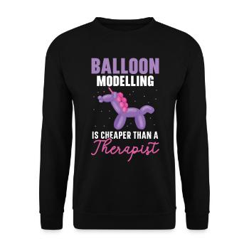 Ballonmodellieren ist billiger als ein Therapeut - Unisex Pullover - Schwarz - Vorne - Alina (178cm) & Michal (187cm)