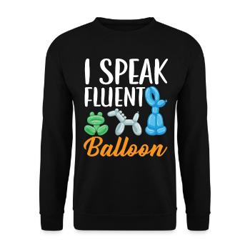 Ich spreche fließend Ballon Twister Ballonmodellie - Unisex Pullover - Schwarz - Vorne - Alina (178cm) & Michal (187cm)