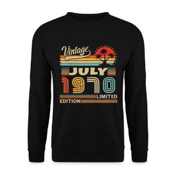 Vintage Juillet 1970 Cadeau d’anniversaire - Sweat-shirt Unisexe - noir - Devant - Alina (178cm) & Michal (187cm)