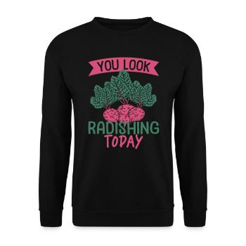 Farmer Farmer Farmer Farm Country Egg Fieldwork - Unisex Sweatshirt - black - Front - Alina (178cm) & Michal (187cm)