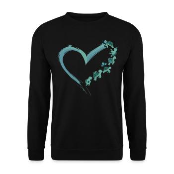 Sea Turtle Tortoise Heart - Unisex Pullover - Schwarz - Vorne - Alina (178cm) & Michal (187cm)