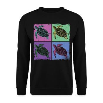 Sea Turtle Tortoise Retro Vintage - Sweat-shirt Unisexe - noir - Devant - Alina (178cm) & Michal (187cm)