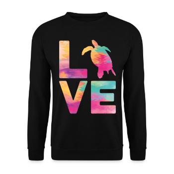 Sea Turtle Tortoise Love - Unisex Pullover - Schwarz - Vorne - Alina (178cm) & Michal (187cm)