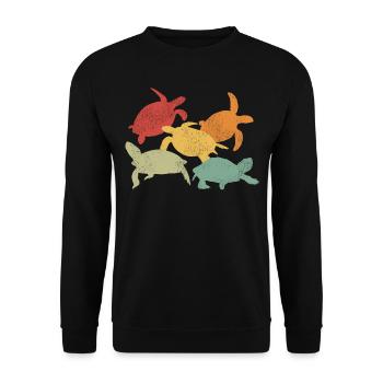 Sea Turtle Tortoise Retro Vintage - Sweat-shirt Unisexe - noir - Devant - Alina (178cm) & Michal (187cm)