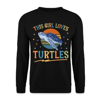 Sea Turtle Tortoise Retro Vintage - Sweat-shirt Unisexe - noir - Devant - Alina (178cm) & Michal (187cm)