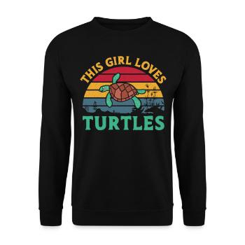 Sea Turtle Tortoise Retro Vintage - Sweat-shirt Unisexe - noir - Devant - Alina (178cm) & Michal (187cm)