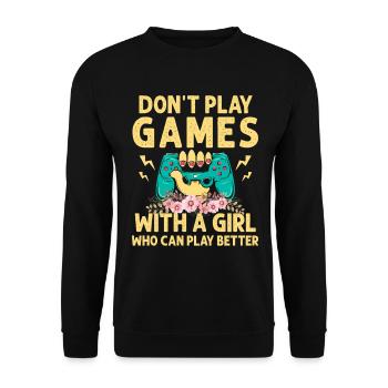 Game Console Gamer Video Game Pc Gaming Controller - Unisex Sweatshirt - black - Front - Alina (178cm) & Michal (187cm)