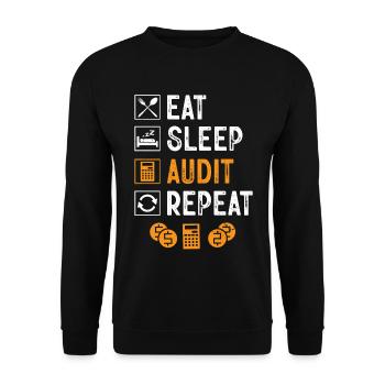 Eat Sleep Audit Repeat Cpa Buchhalter - Unisex Pullover - Schwarz - Vorne - Alina (178cm) & Michal (187cm)