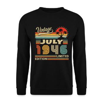 Vintage Juli 1946 Geburtstagsgeschenk - Unisex Pullover - Schwarz - Vorne - Alina (178cm) & Michal (187cm)