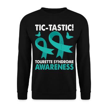 Mois de la sensibilisation au syndrome de Gilles de la Tourette Tic-tastic, - Sweat-shirt Unisexe - noir - Devant - Alina (178cm) & Michal (187cm)