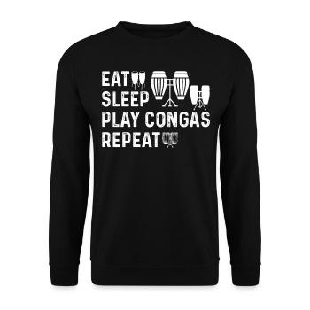 Manger, dormir, jouer, conga, répéter, conga, tambours, conga, musi - Sweat-shirt Unisexe - noir - Devant - Alina (178cm) & Michal (187cm)