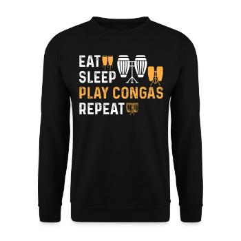 Manger dormir Jouer Conga Répéter Conga Batteur Conga Mu - Sweat-shirt Unisexe - noir - Devant - Alina (178cm) & Michal (187cm)