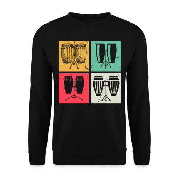 Retro Conga Drums Conga Instruments - Retro Congas - Unisex Sweatshirt - black - Front - Alina (178cm) & Michal (187cm)
