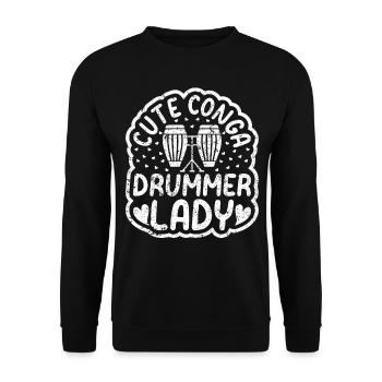 Conga Player Conga Musician - Cute Conga Drummer L - Unisex Sweatshirt - black - Front - Alina (178cm) & Michal (187cm)