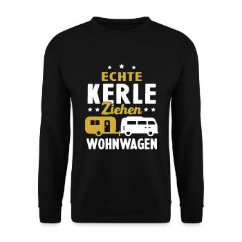 echte kerle ziehen wohnwagen - Unisex Pullover - Schwarz - Vorne - Alina (178cm) & Michal (187cm)
