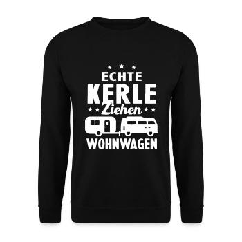 echte kerle ziehen wohnwagen - Unisex Pullover - Schwarz - Vorne - Alina (178cm) & Michal (187cm)