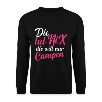 Die Will Nur Campen - Camper & Camping Wohnmobil - Unisex Pullover - Schwarz - Vorne - Alina (178cm) & Michal (187cm)