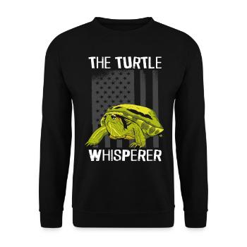 Sea Turtle Tortoise American Flag - Unisex Sweatshirt - black - Front - Alina (178cm) & Michal (187cm)