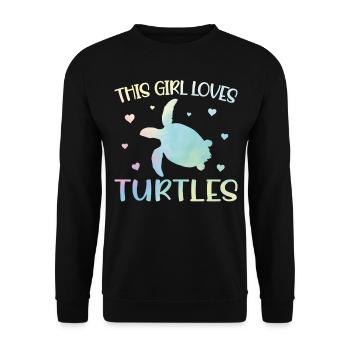 Sea Turtle Tortoise Watercolor - Unisex Pullover - Schwarz - Vorne - Alina (178cm) & Michal (187cm)