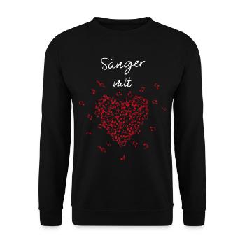 Sänger mit Herz Musiker Notenschlüssel Musikschule - Unisex Pullover - Schwarz - Vorne - Alina (178cm) & Michal (187cm)
