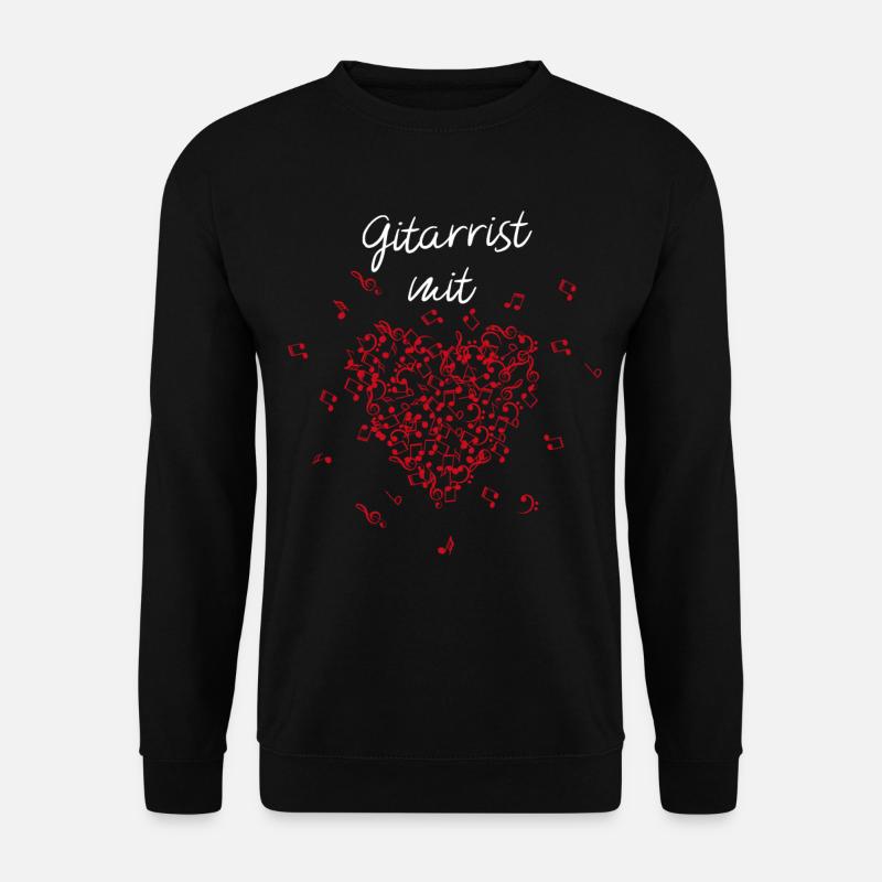 Gitarrist mit Herz Gitarre Notenschlüssel Musiker - Unisex Pullover - Schwarz